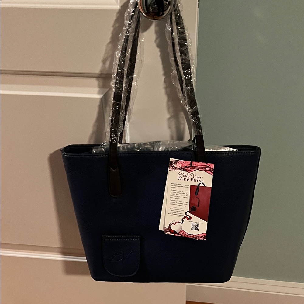 Porto Vino Wine Purse Navy Blue Tote Bag